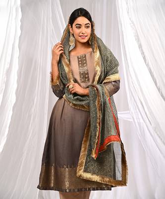Shaded Brown Tones  Pure Chanderi  A Linr  Kurta Sets 5