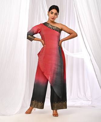 Shaded  Pure Chanderi  Assymetric Kurta Sets 1