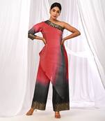 Shaded  Pure Chanderi  Assymetric Kurta Sets