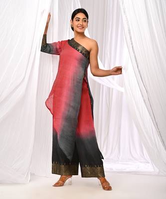Shaded  Pure Chanderi  Assymetric Kurta Sets 3