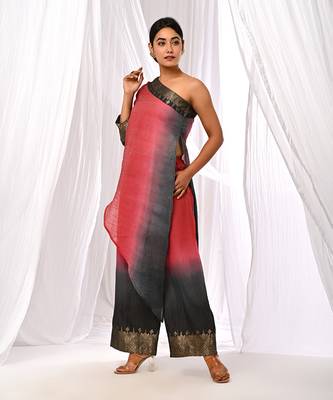 Shaded  Pure Chanderi  Assymetric Kurta Sets 4