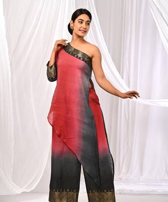 Shaded  Pure Chanderi  Assymetric Kurta Sets 5