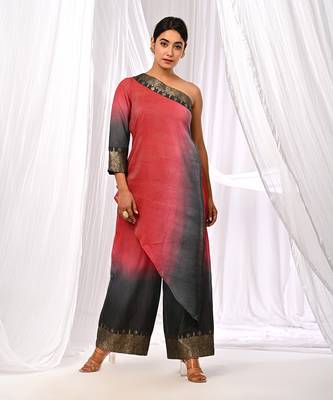 Shaded  Pure Chanderi  Assymetric Kurta Sets 6