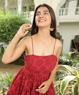 Poinciana Red Schiffli Skater Dress 6
