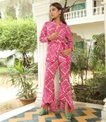 Pink Yarrow Printed Coord Set Highlighted With A Belt