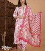 WOMEN RAYON FLARED LONG ANARKALI KURTA WITH PAINT AND DUPATTA