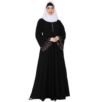 Fashionable Umbrella abaya with embroidery work - Black 1