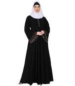 Fashionable Umbrella abaya with embroidery work - Black