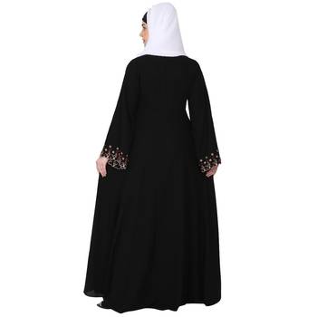 Fashionable Umbrella abaya with embroidery work - Black 5