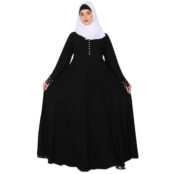 Fashionable Umbrella abaya with embroidery work - Black 6