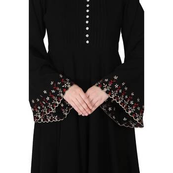 Fashionable Umbrella abaya with embroidery work - Black 8