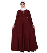 Fashionable Umbrella abaya with embroidery work - Maroon