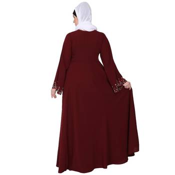 Fashionable Umbrella abaya with embroidery work - Maroon 5