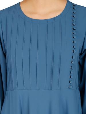 Umbrella abaya with potli buttons neck design- French Blue 9