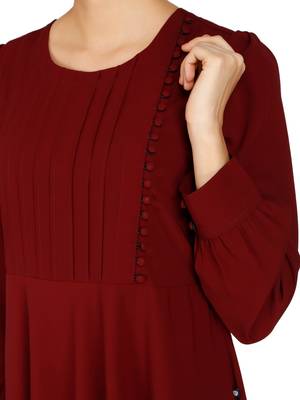 Umbrella abaya with potli buttons neck design- Maroon 8