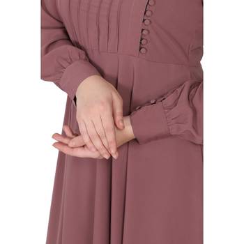 Umbrella abaya with potli buttons neck design- Puce pink 8