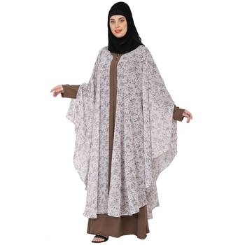 Printed Shrug with inner abaya combo -Beige 3