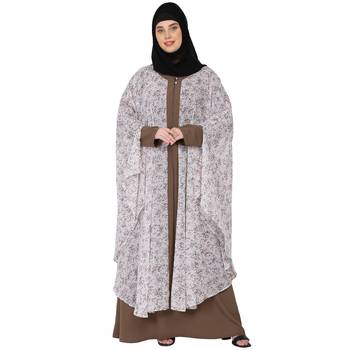 Printed Shrug with inner abaya combo -Beige 5