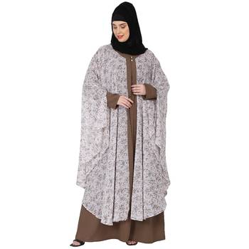 Printed Shrug with inner abaya combo -Beige 6