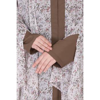Printed Shrug with inner abaya combo -Beige 9