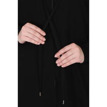 Zipper Front open pleated abaya with lace work- Black 7