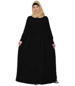 Casual cuff sleeves pleated abaya- Black