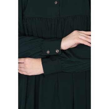 Casual cuff sleeves pleated abaya- Bottle green 8
