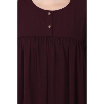 Casual cuff sleeves pleated abaya- Burgundy 7