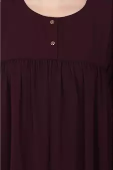 Casual cuff sleeves pleated abaya- Burgundy