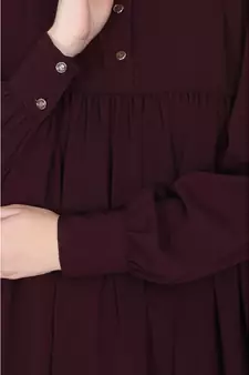 Casual cuff sleeves pleated abaya- Burgundy