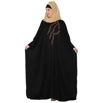 Embroidery Kaftan with pleated sleeves- Black 5