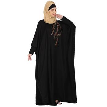 Embroidery Kaftan with pleated sleeves- Black 6