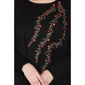 Embroidery Kaftan with pleated sleeves- Black 8