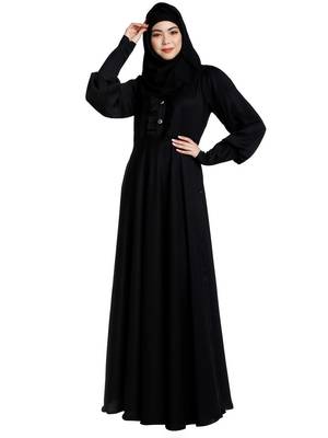 Umbrella abaya in shiny nida fabric- Black 1