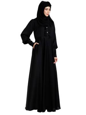 Umbrella abaya in shiny nida fabric- Black 2