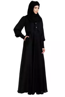 Umbrella abaya in shiny nida fabric- Black