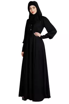 Umbrella abaya in shiny nida fabric- Black