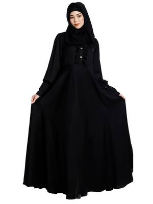 Umbrella abaya in shiny nida fabric- Black 4