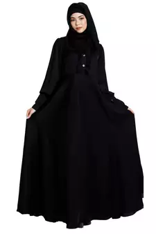 Umbrella abaya in shiny nida fabric- Black
