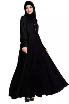 Umbrella abaya in shiny nida fabric- Black