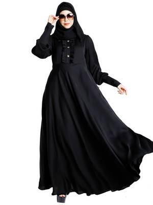Umbrella abaya in shiny nida fabric- Black 6