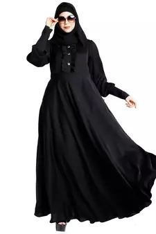 Umbrella abaya in shiny nida fabric- Black