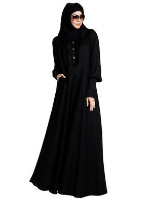 Umbrella abaya in shiny nida fabric- Black 7
