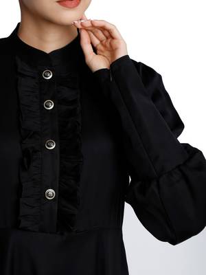 Umbrella abaya in shiny nida fabric- Black 8