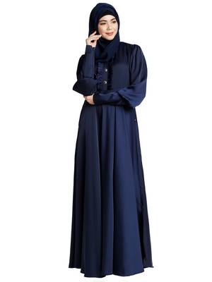 Blue Crepe Plain Abaya for Women  1