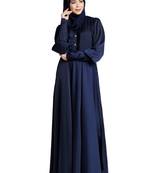 Blue Crepe Plain Abaya for Women
