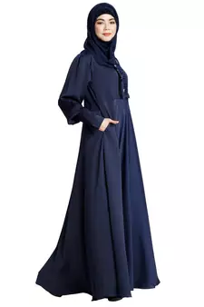Blue Crepe Plain Abaya for Women 