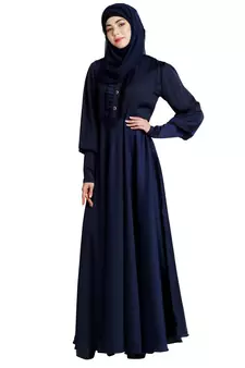 Blue Crepe Plain Abaya for Women 