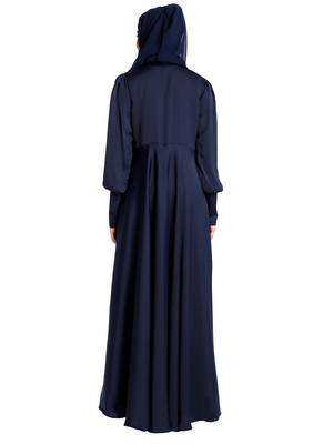 Blue Crepe Plain Abaya for Women  4