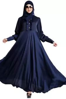 Blue Crepe Plain Abaya for Women 